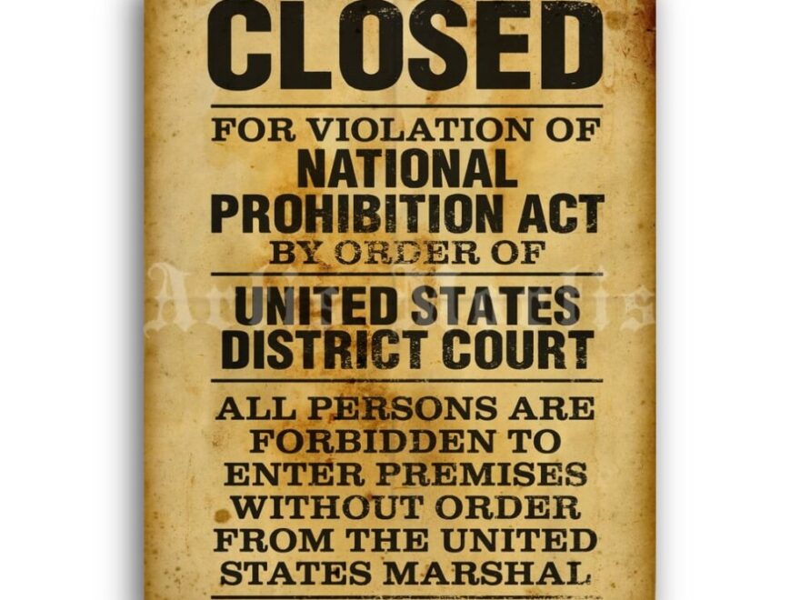 Printable Prohibition Closed Sign Vintage Bar Bootlegger Poster