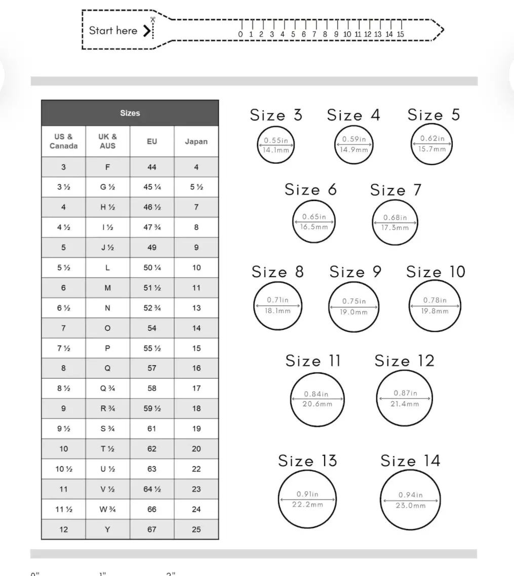 Free Printable Ring Sizer Chart