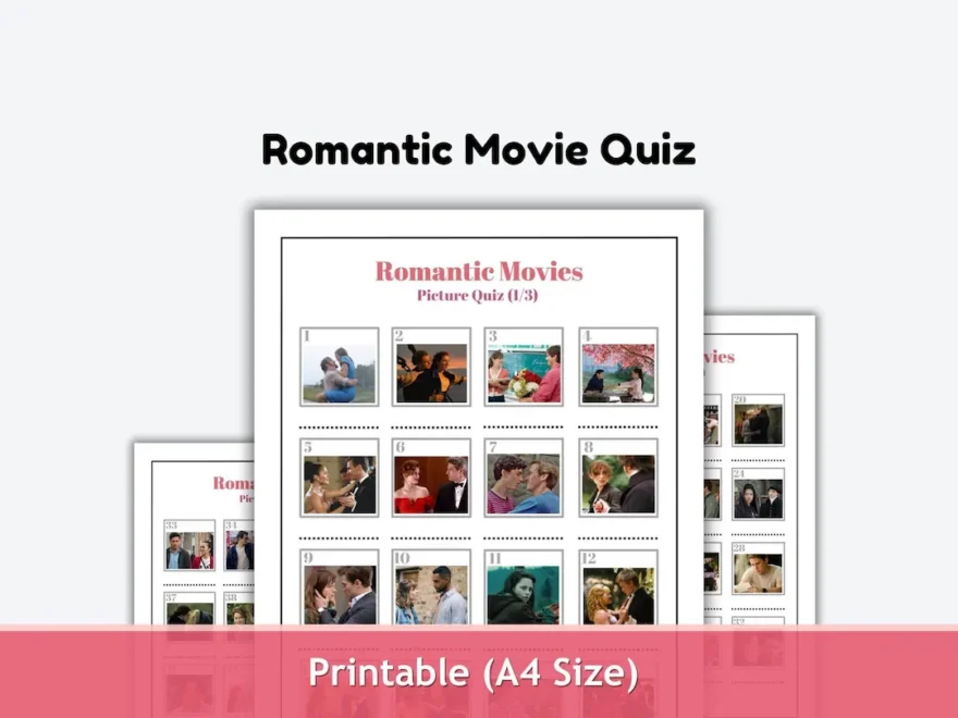 Printable Romantic Movies Quiz Valentines Day Game Date Night Couples Game Movie Trivia Pub Quiz Picture Quiz In PDF Etsy