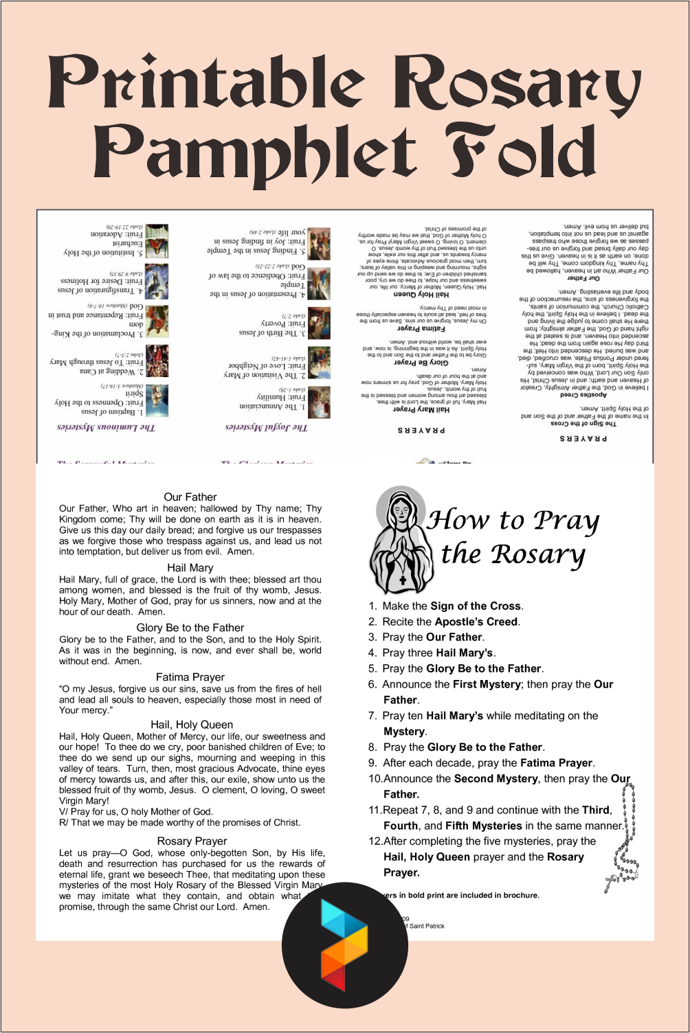 Printable Rosary Pamphlet Fold Printable Rosary Pamphlet Fold