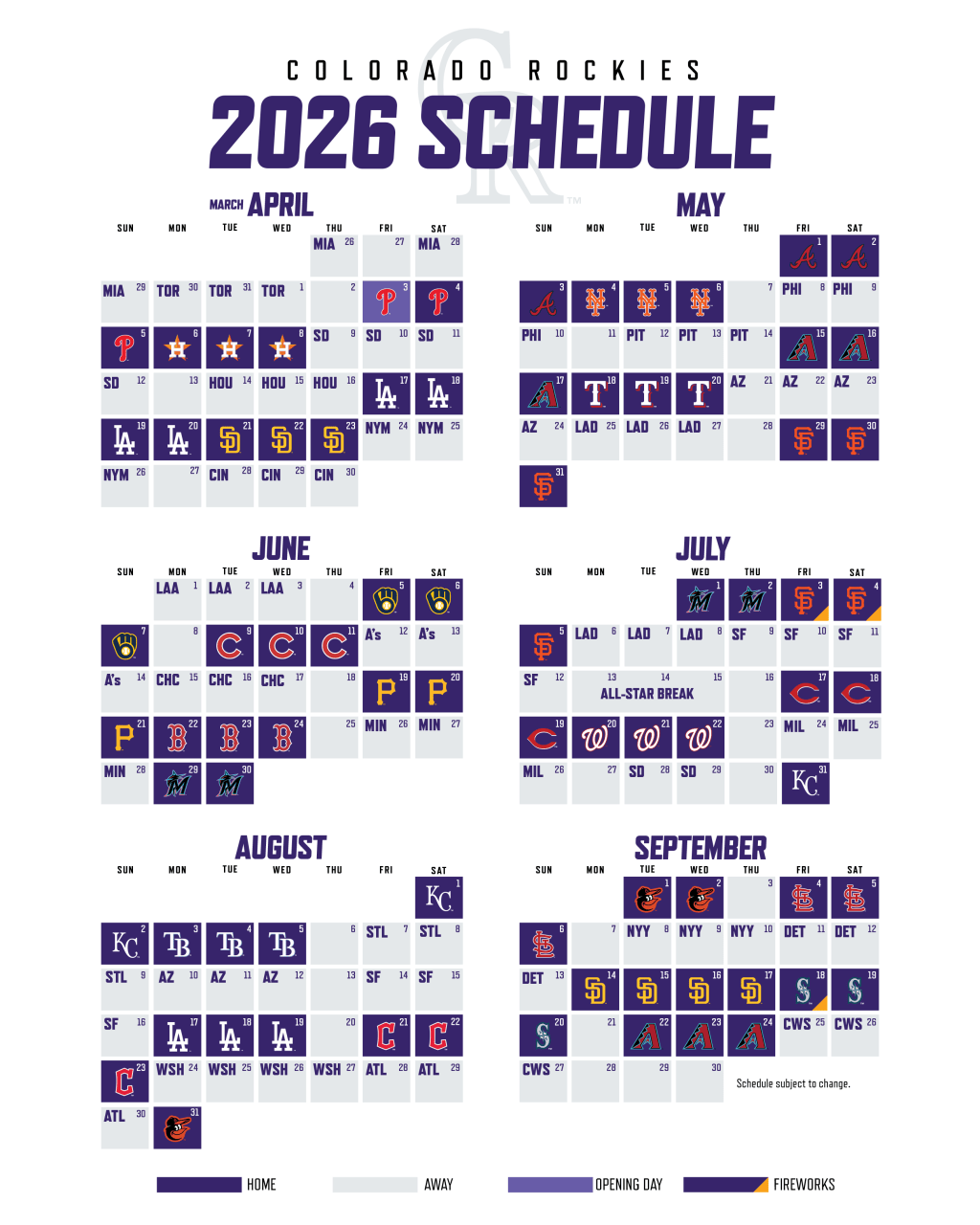 Printable Schedule Colorado Rockies Printable Schedule Colorado Rockies