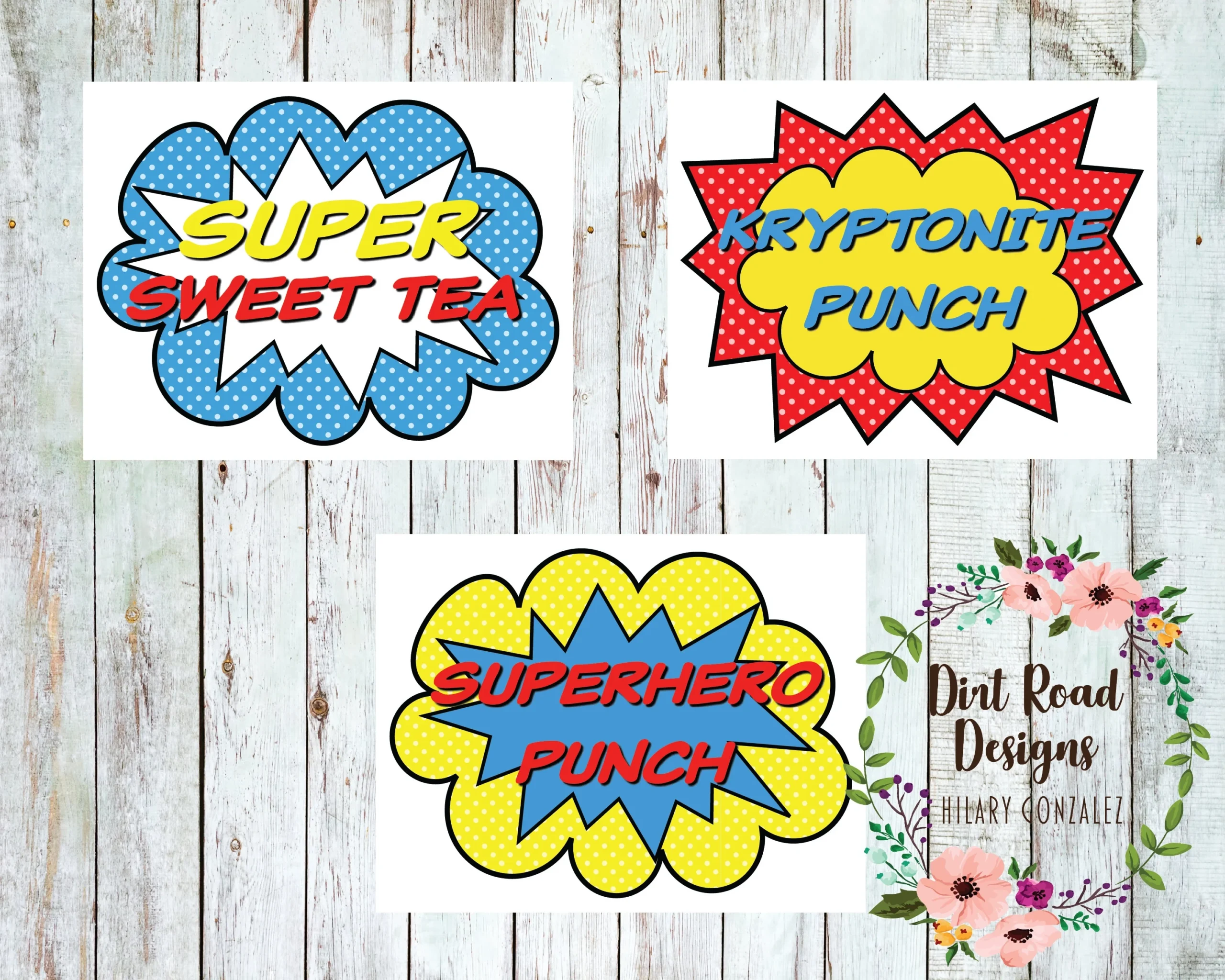 Printable Superhero Drink Signs Etsy