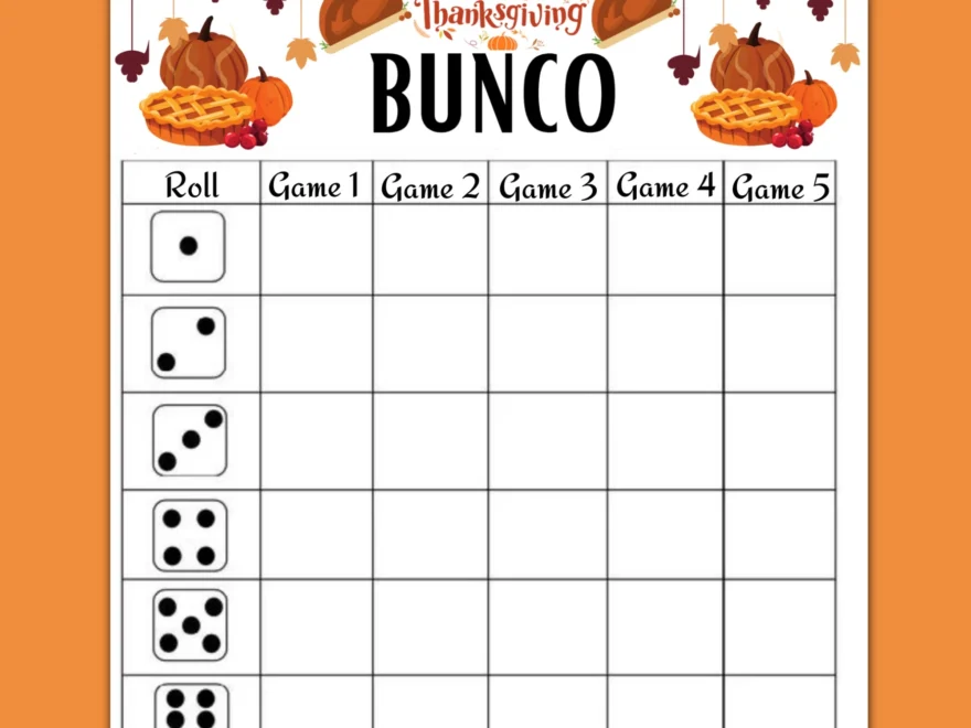 Printable Thanksgiving Bunco Score Card Sheet Bunco Printable Game Score Card Table Tally Sheet Family Thanksgiving Party Games Etsy