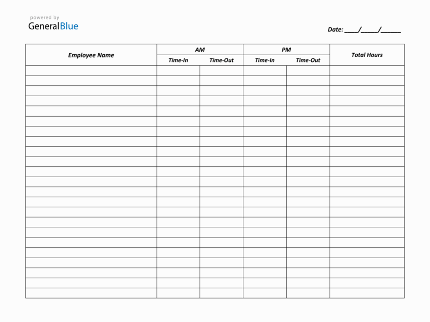 Printable Time in And Time Out Timesheet Word Letter