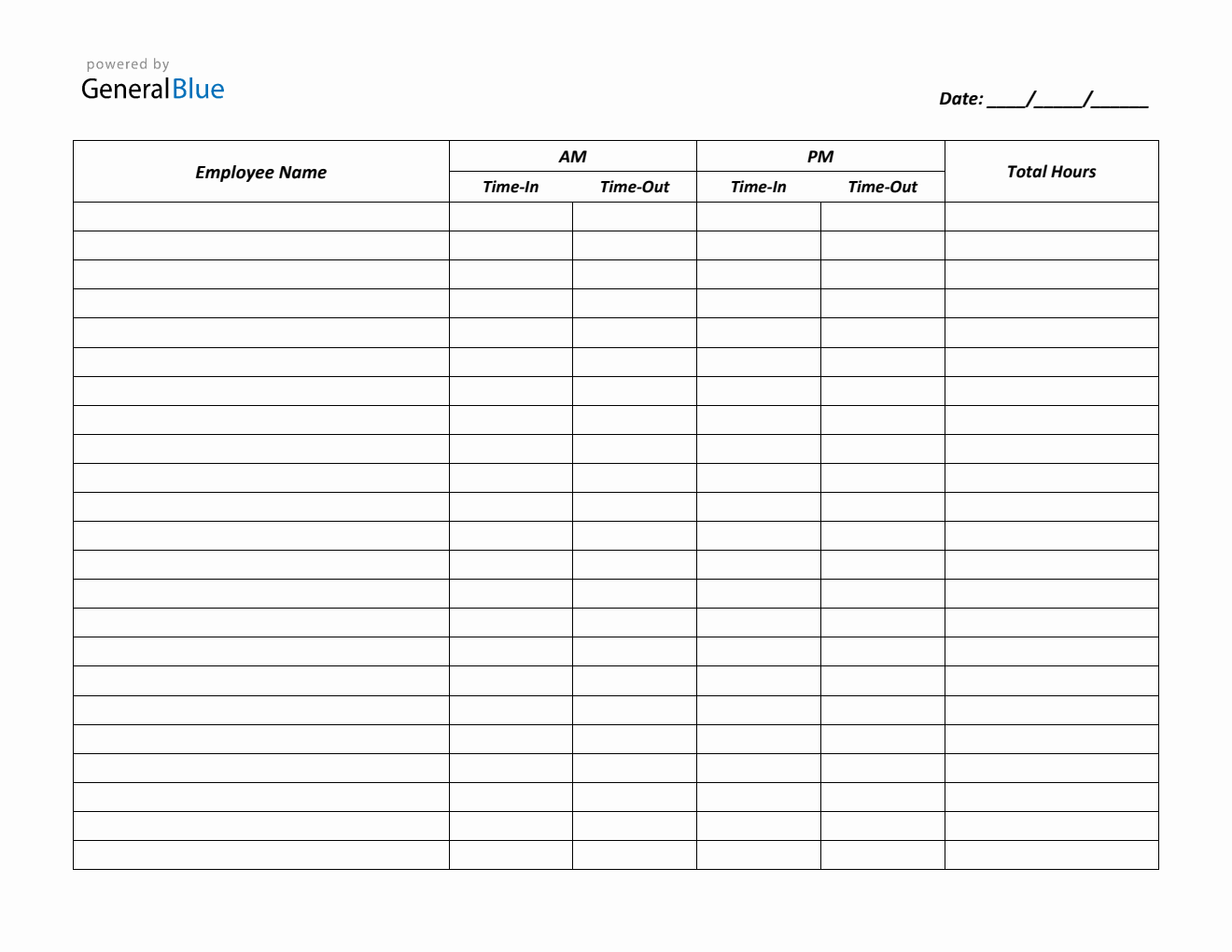 Printable Time in And Time Out Timesheet Word Letter 