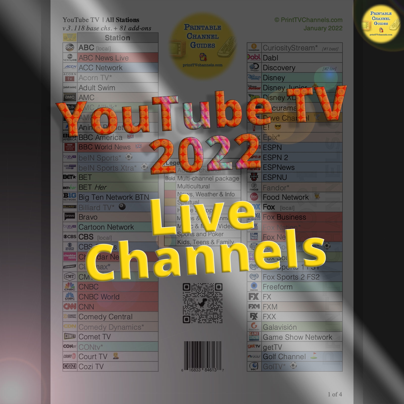 Printable Channel Lineop Youtube Tv