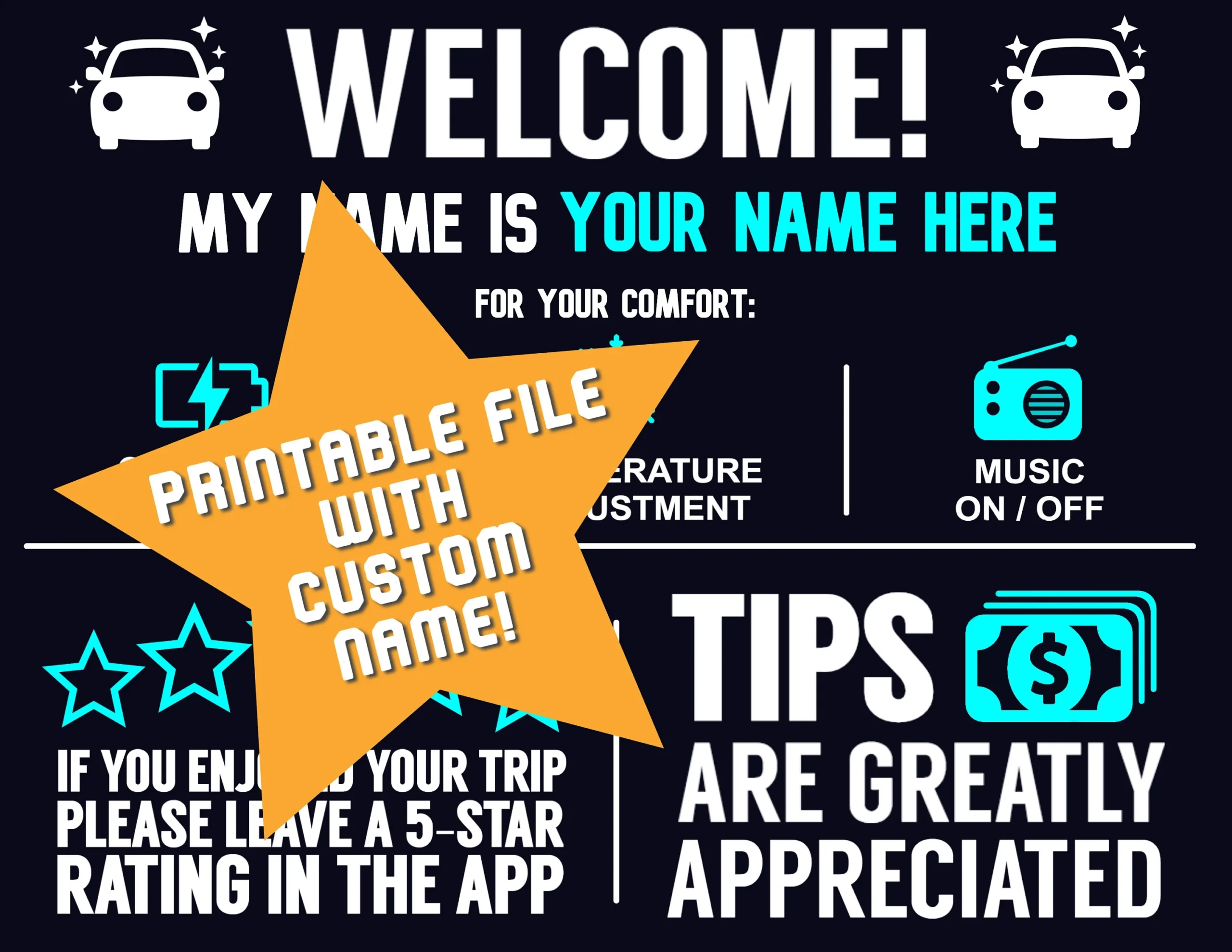 Printable Lyft Tip Sign