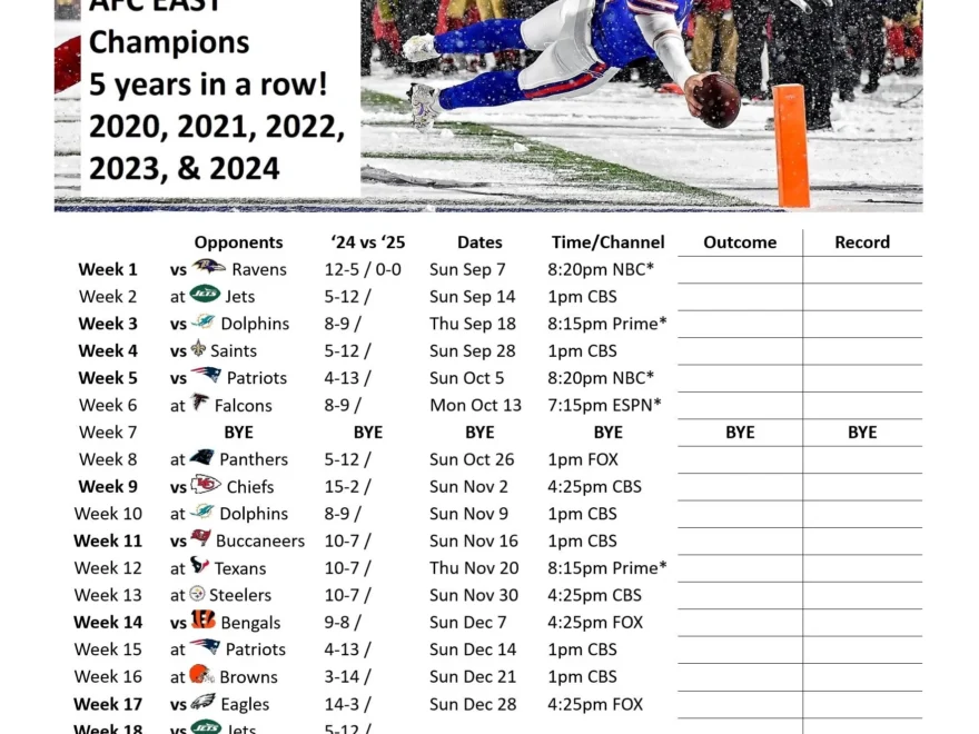 Printer Friendly 2025 Buffalo Bills Interactive Schedule R buffalobills