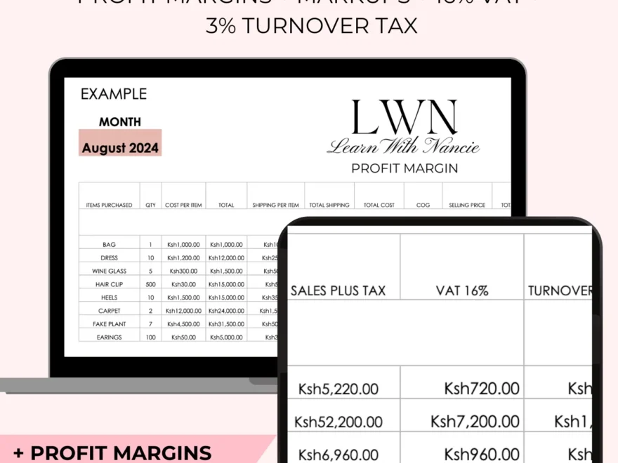 PROFIT MARGIN MARKUP CALCULATOR GOOGLE SHEETS TEMPLATE Learn With Nancie