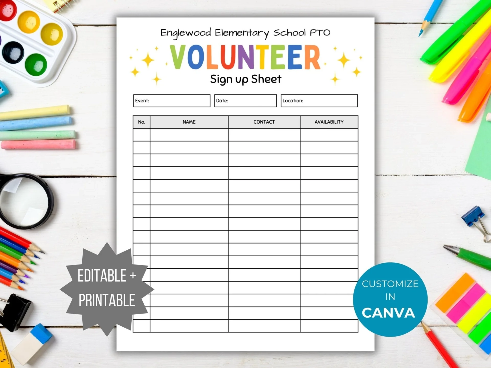 PTO Volunteer Sign Up Sheet Template Efficient School Coordination Template My Life TML Design