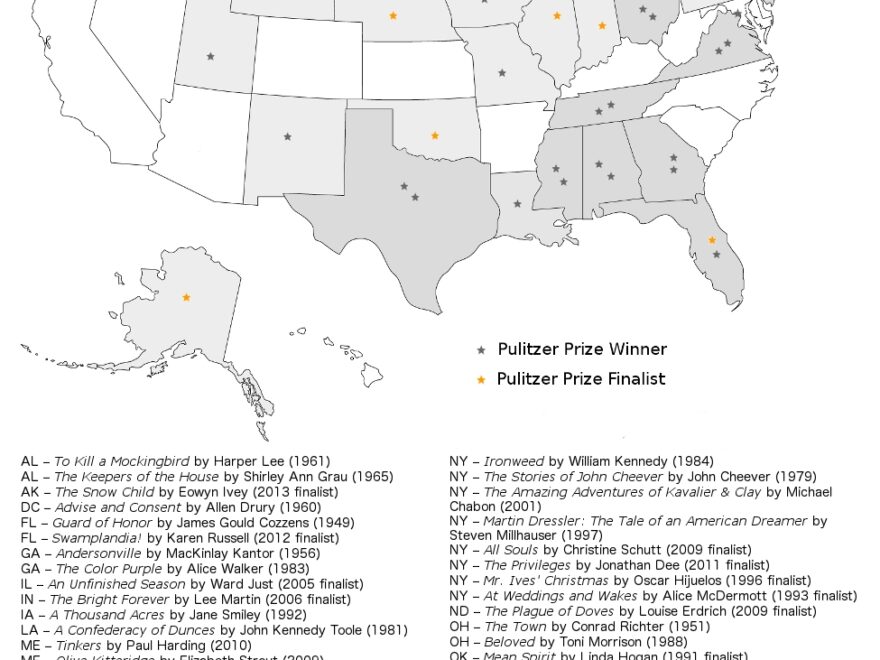 Pulitzer Prize And National Book Award Winners Mapped By US Setting Butterfly Mind