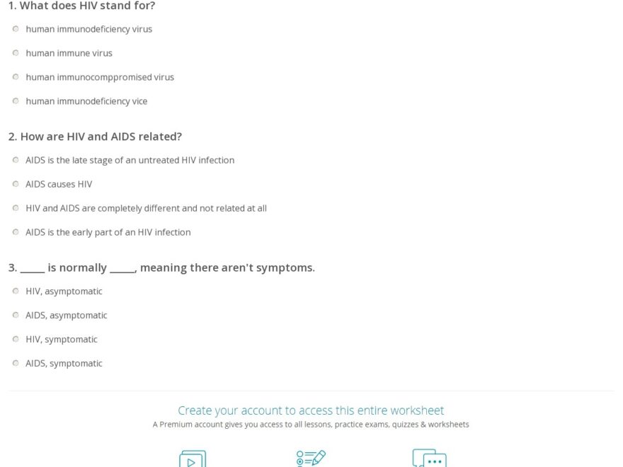 Quiz Worksheet Difference Between HIV AIDS Study