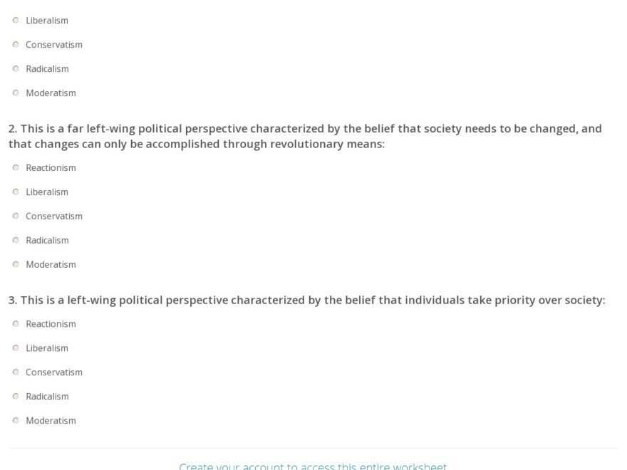 Quiz Worksheet Ideologies Along The Political Spectrum Study