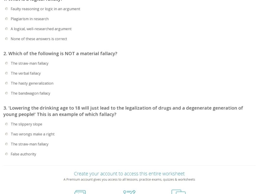 Quiz Worksheet Logical Fallacy Study