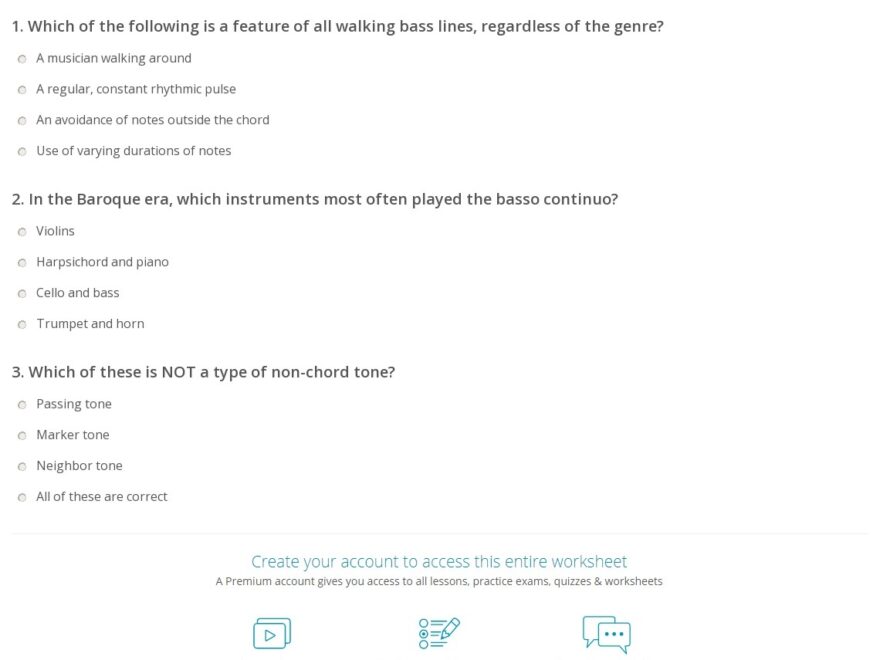 Quiz Worksheet Walking Bass Study