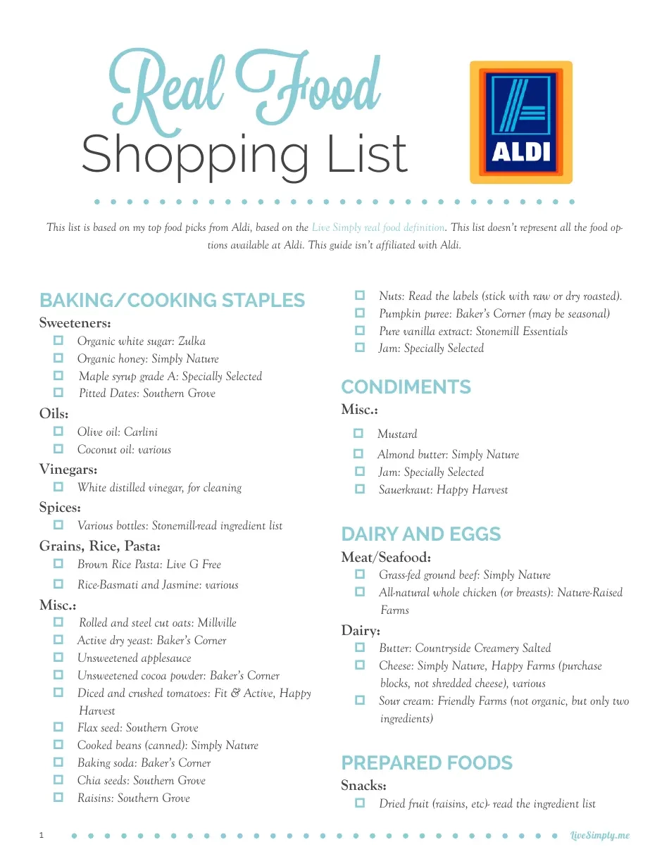 Free Printable Aldi Grocery List