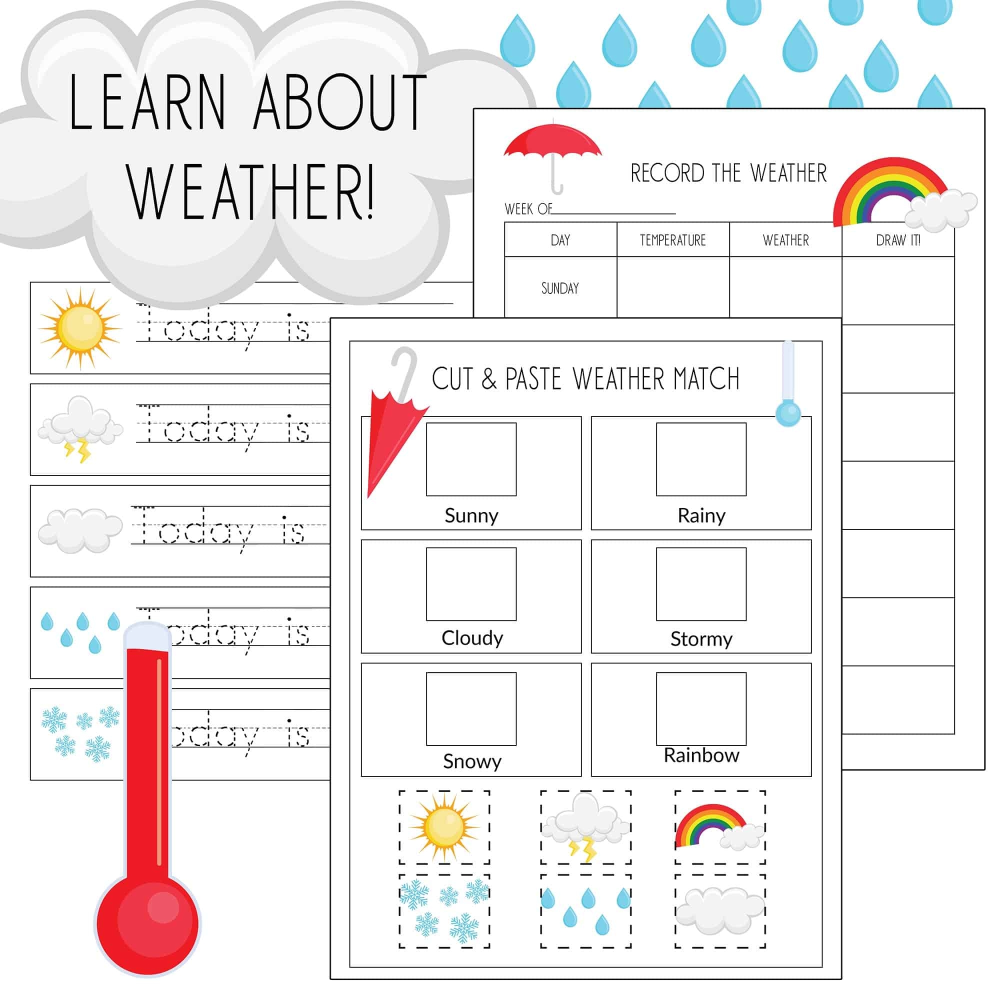 Record The Weather Writing Practice Weather Match Game Printables Record The Weather Writing Practice Weather Match Game Printables