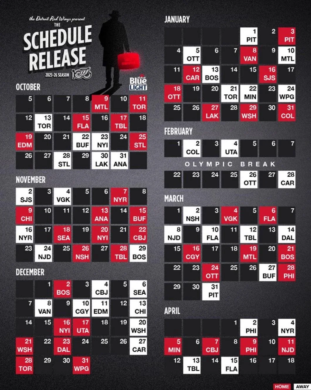 Printable Detroit Red Wings Tv Schedule