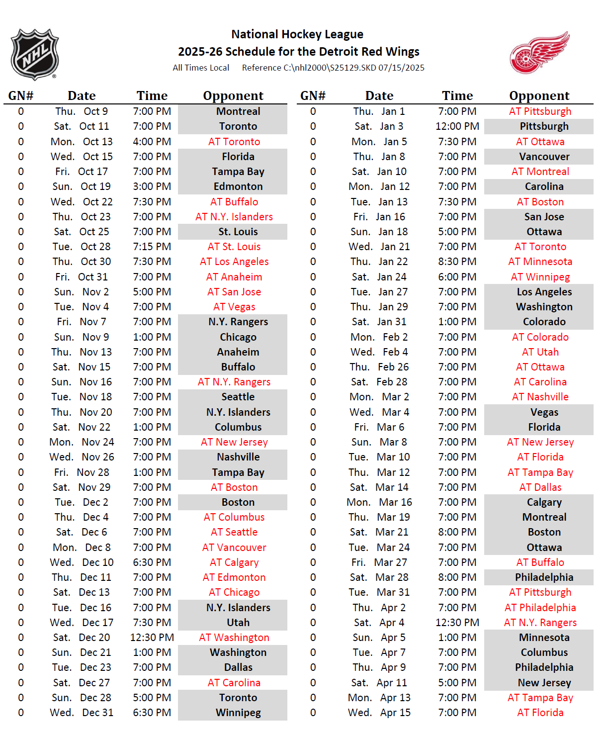 Red Wings Release 2025 2026 Regular Season Schedule The Malik Report Red Wings Release 2025 2026 Regular Season Schedule The Malik Report
