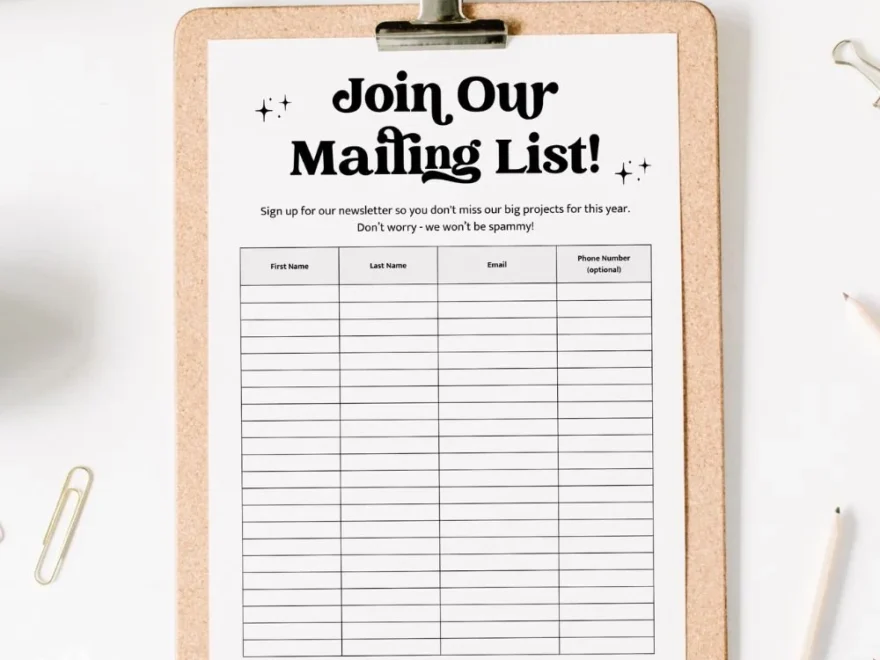 Retro Printable Email Collection Sheet Email Sign Up Form Canva Templ Trendy Fox Studio