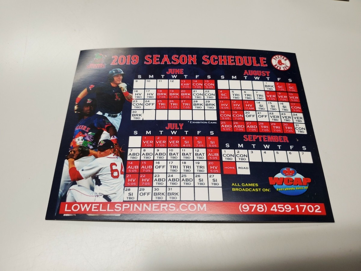 RS20 Lowell Spinners 2019 Minor Baseball Pocket Schedule Postcard WCAP EBay