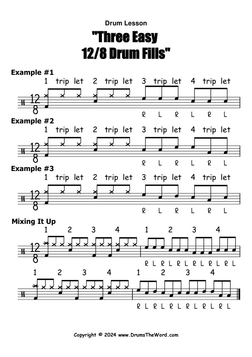 S New Free Sheet Music Showing You Three Easy 12 8 Drum Fills For Beginners Get The Full PDF Drum Notation Here Https www drumstheword three easy 12 8 drum fills free video drum lesson sheet music R sheetmusic