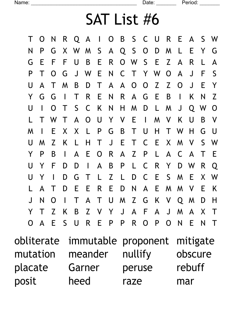 Printable Sat Word List