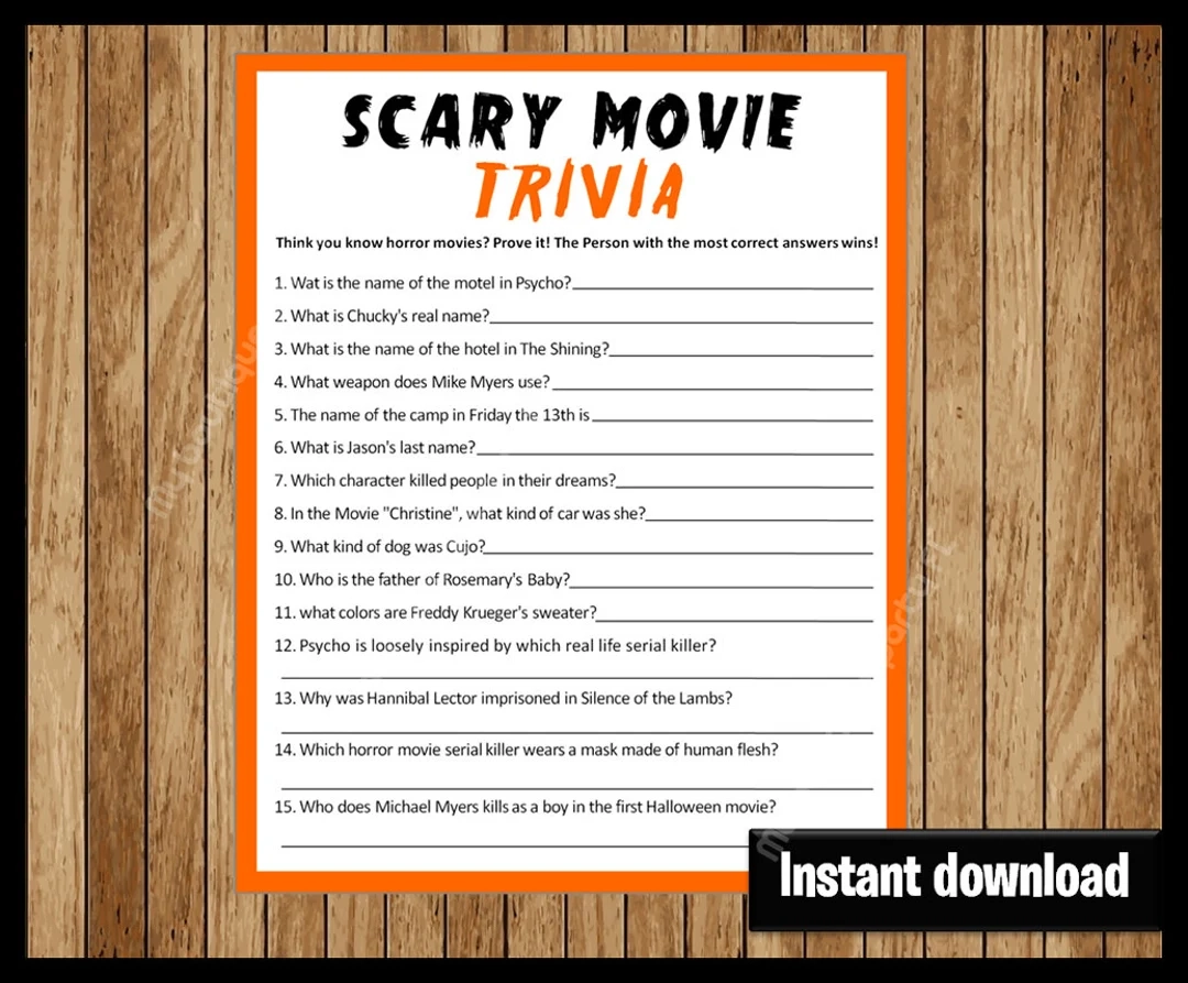 Printable Horror Movie Quiz
