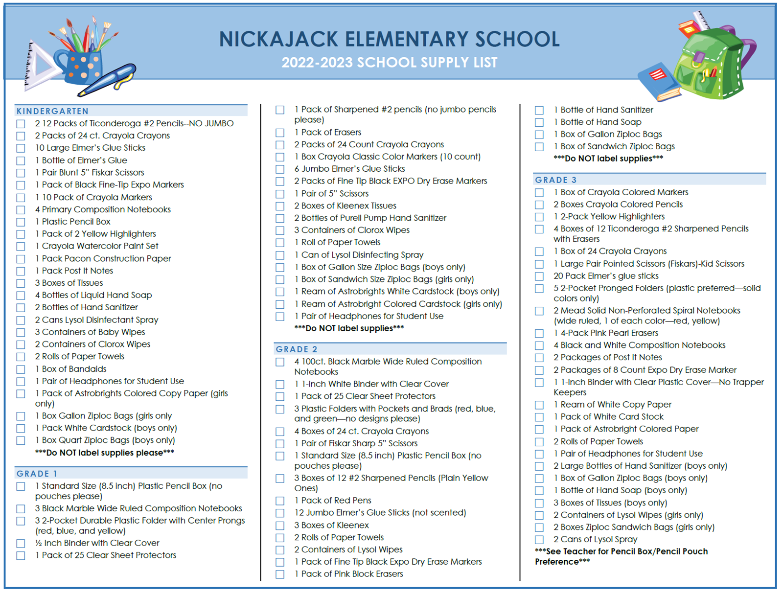 School Supplies List For 5th Grade Fifth Grade School Supplies List Editable Template For 5th
