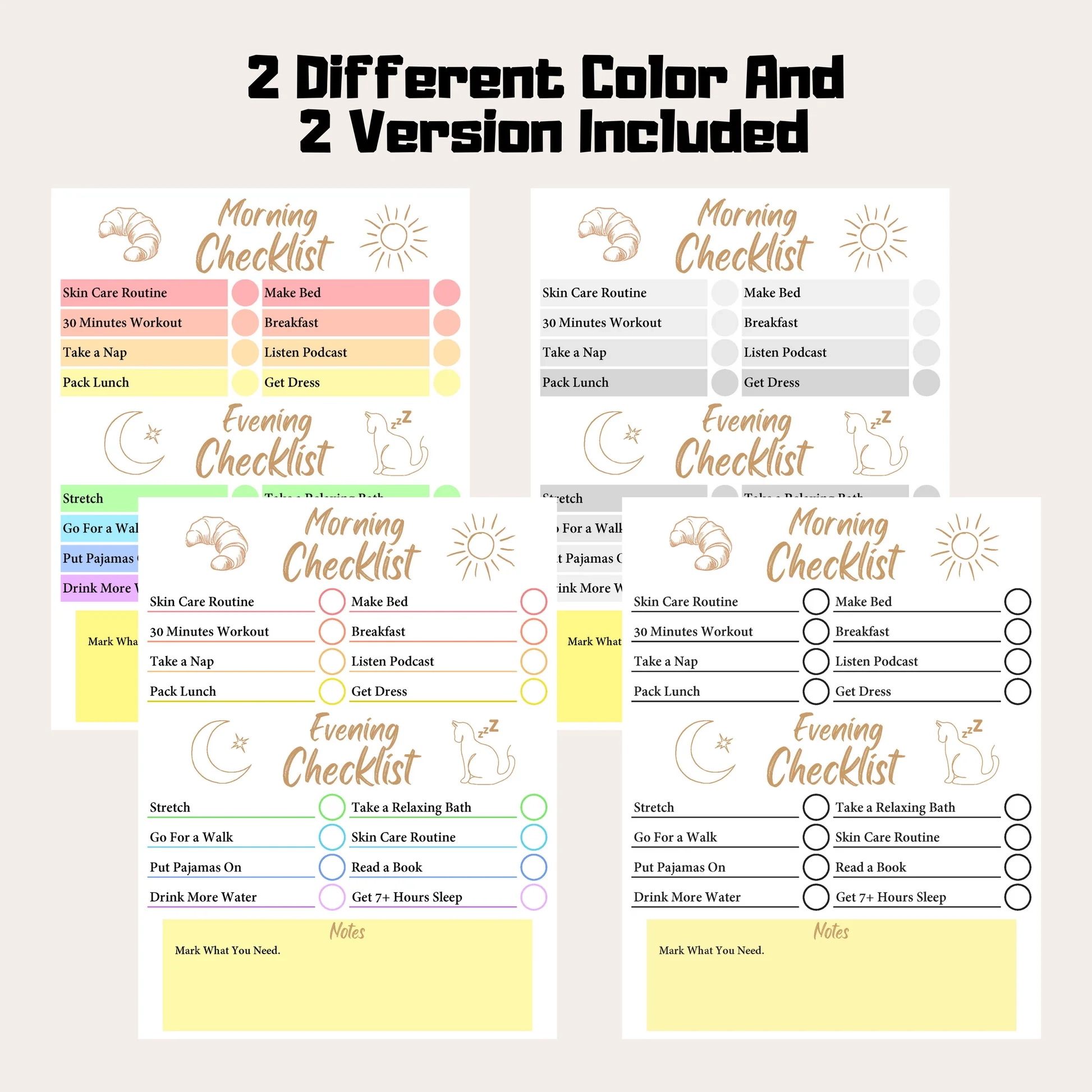 Self Care Checklist For Editable Morning Routine List For Skincare Ro Funny Print For You