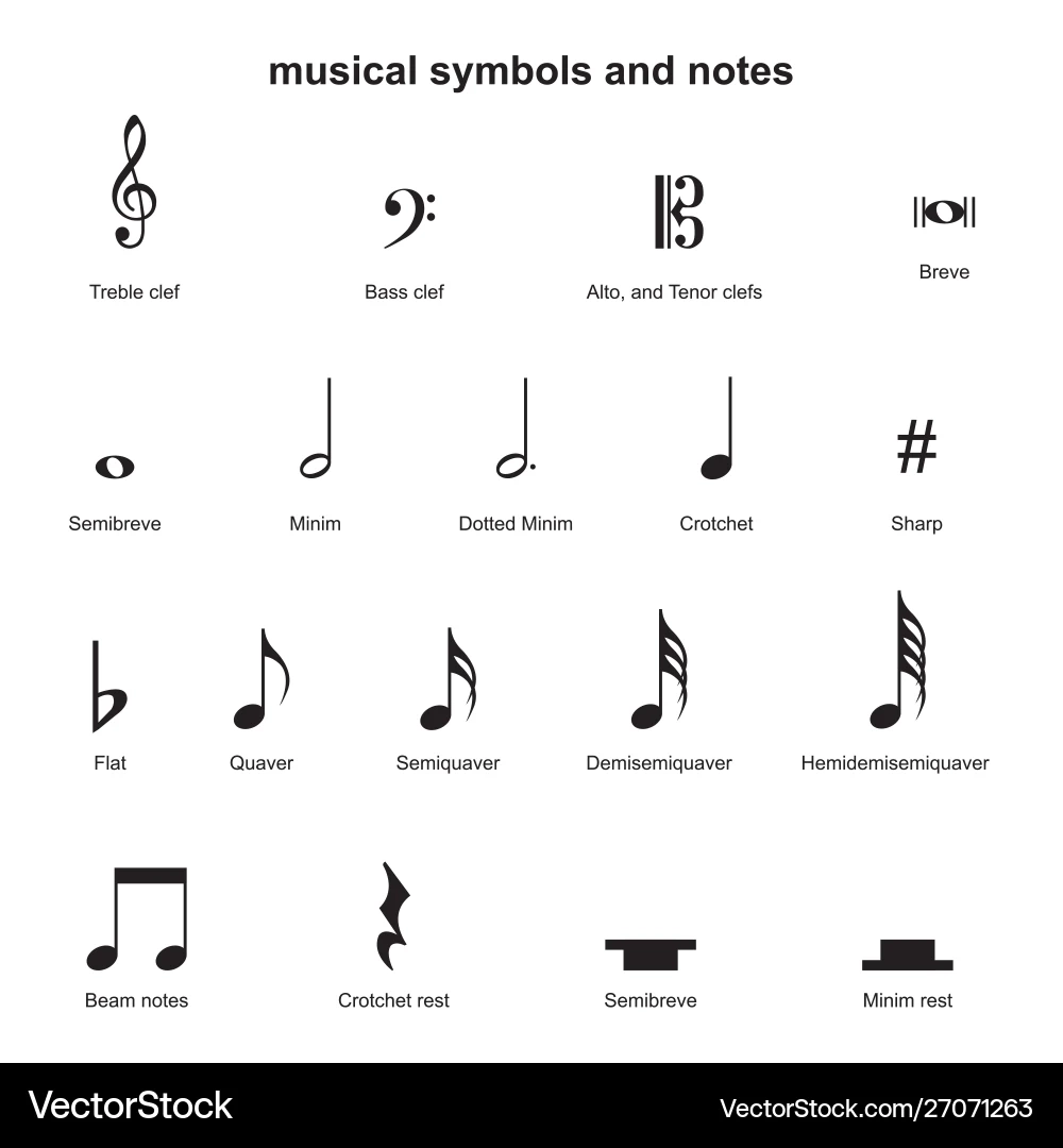 Set Musical Symbols Elements Royalty Free Vector Image