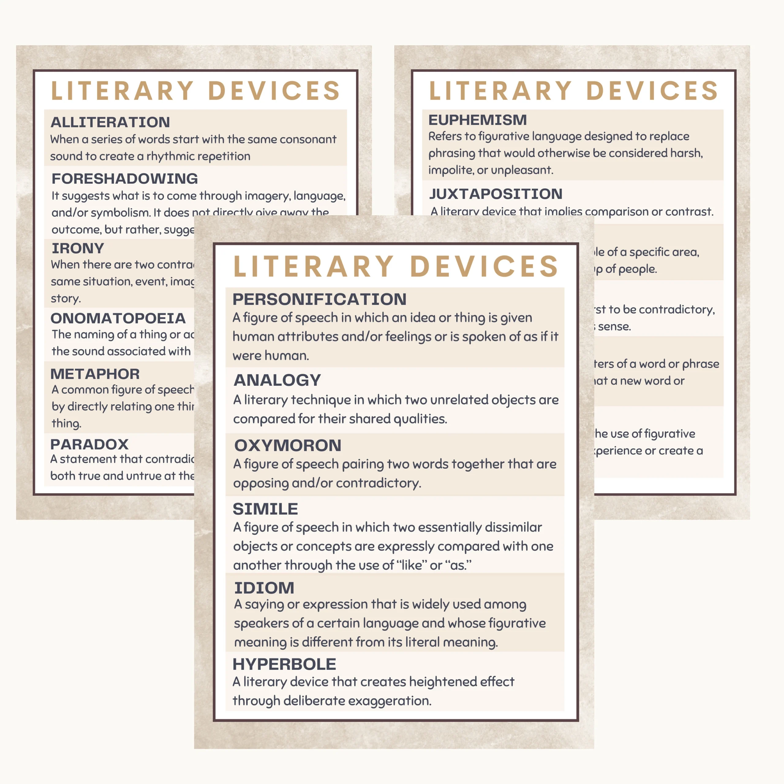 Literary Devices Chart Printable Literary Devices Chart Printable