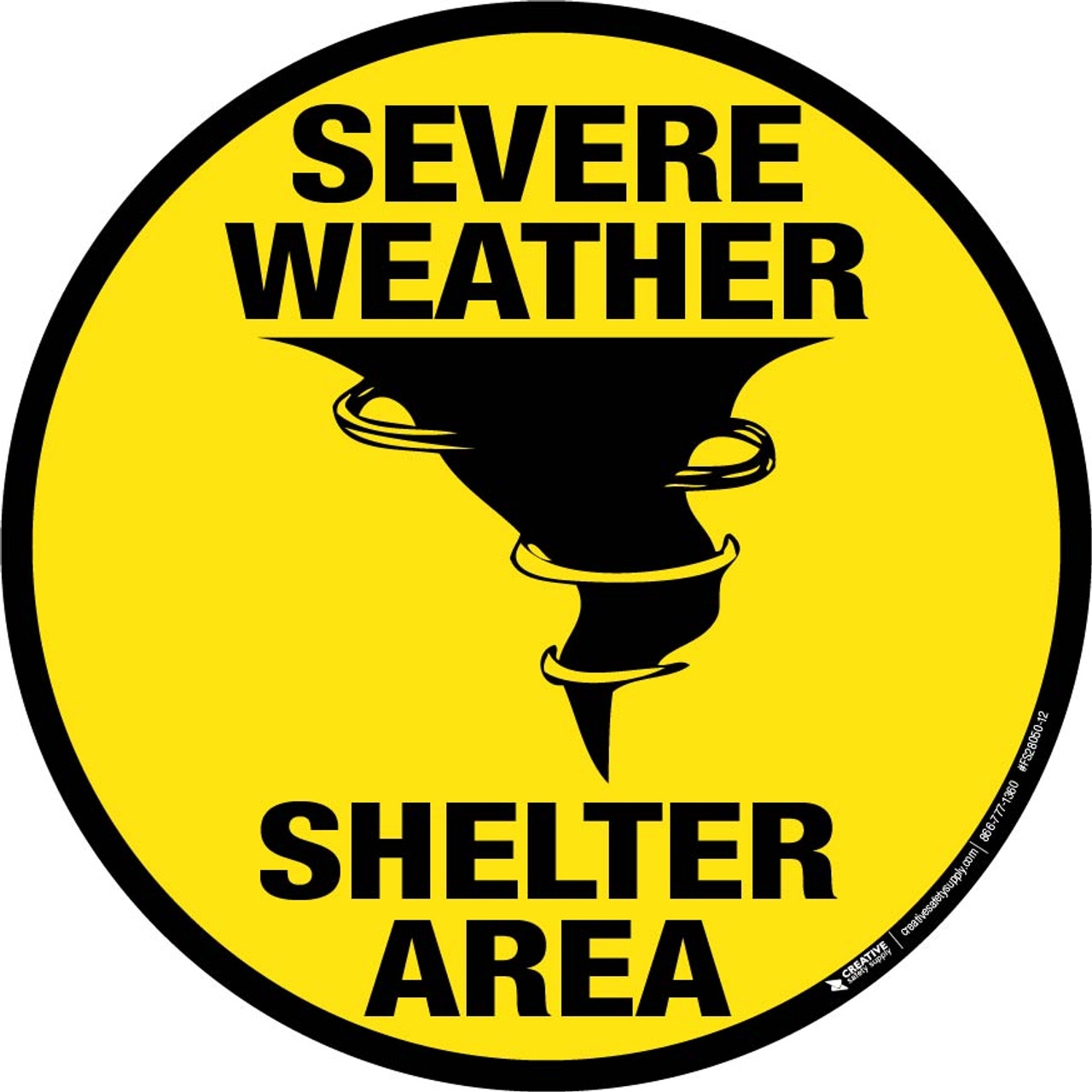 Severe Weather Shelter Area Floor Sign Yellow 