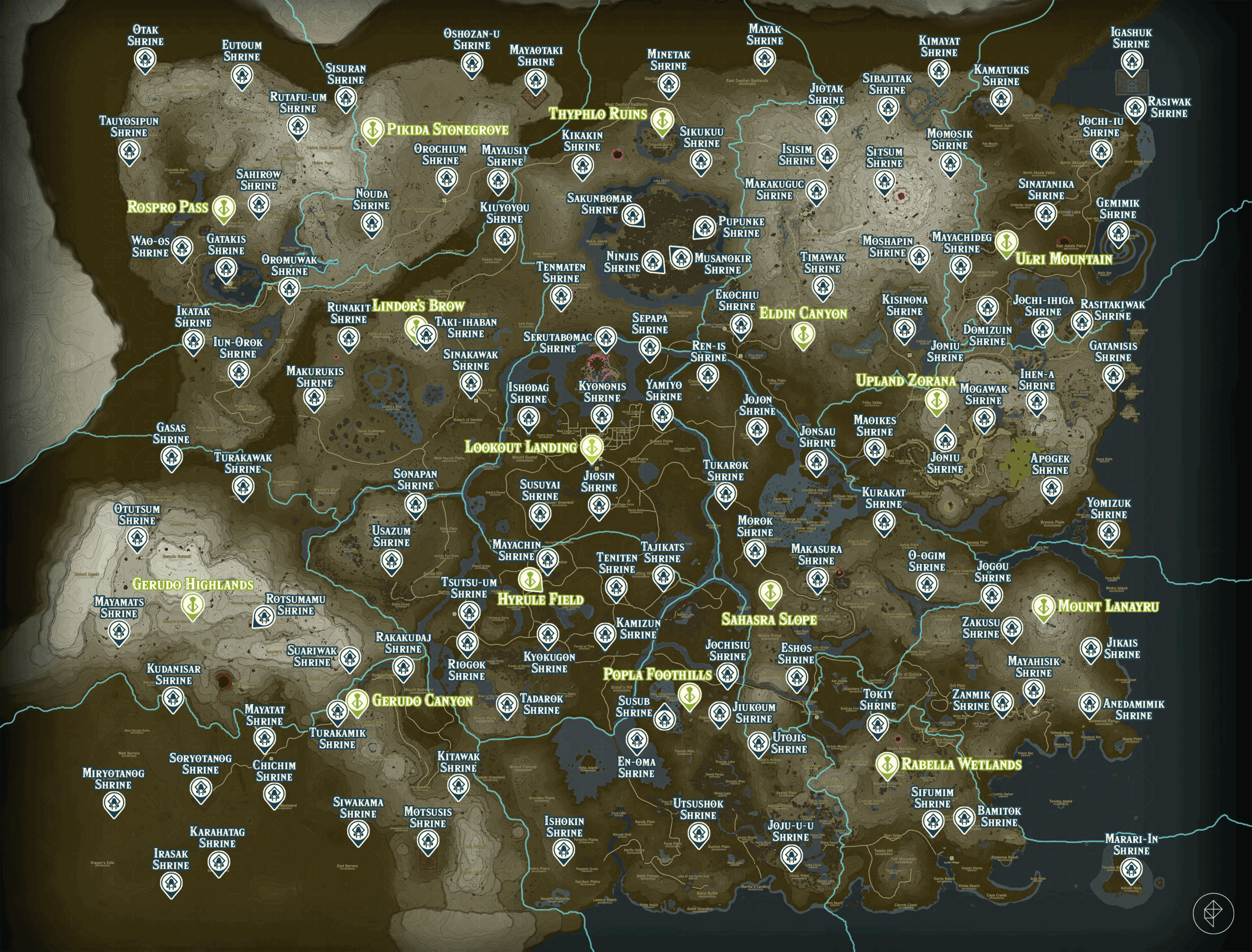 Shrine Map And Locations For Zelda Tears Of The Kingdom Polygon Worksheets Library