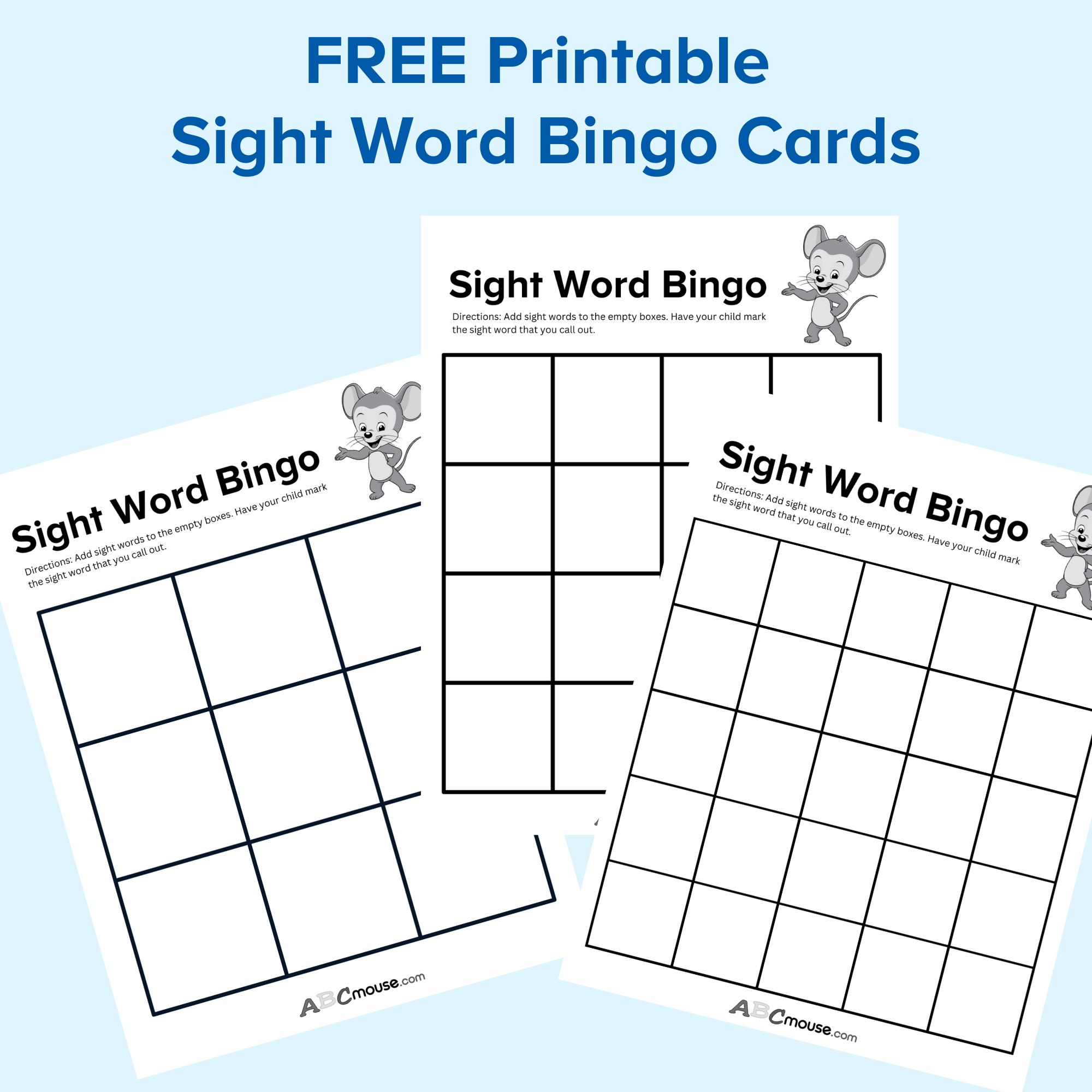 Sight Word Bingo Cards ABCmouse Sight Word Bingo Cards ABCmouse