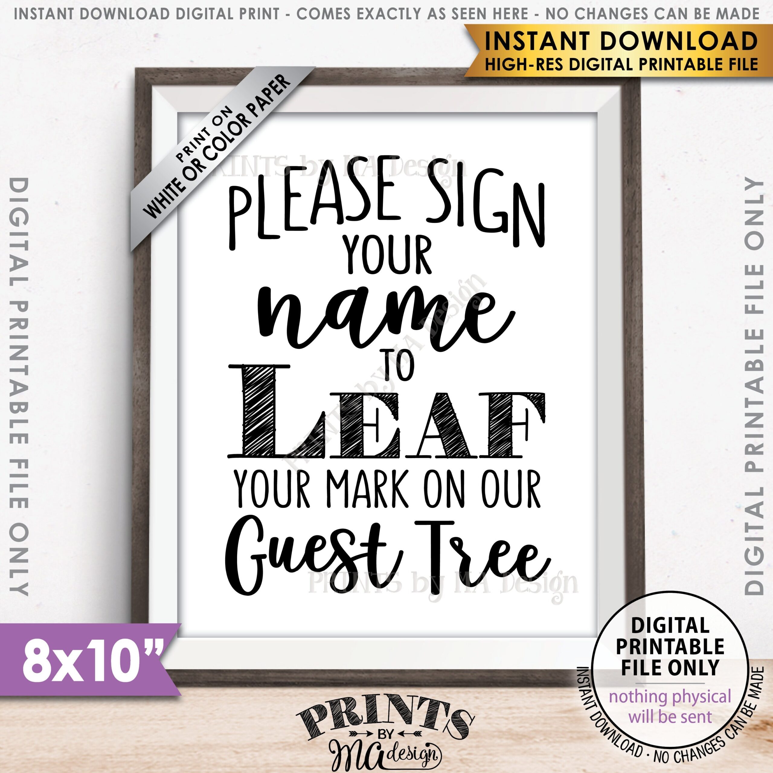Sign A Leaf Signature Please Sign Our Wedding Guest Tree Sign Guestbook Alternative Sign A Leaf Guest Book PRINTABLE 8x10 Sign