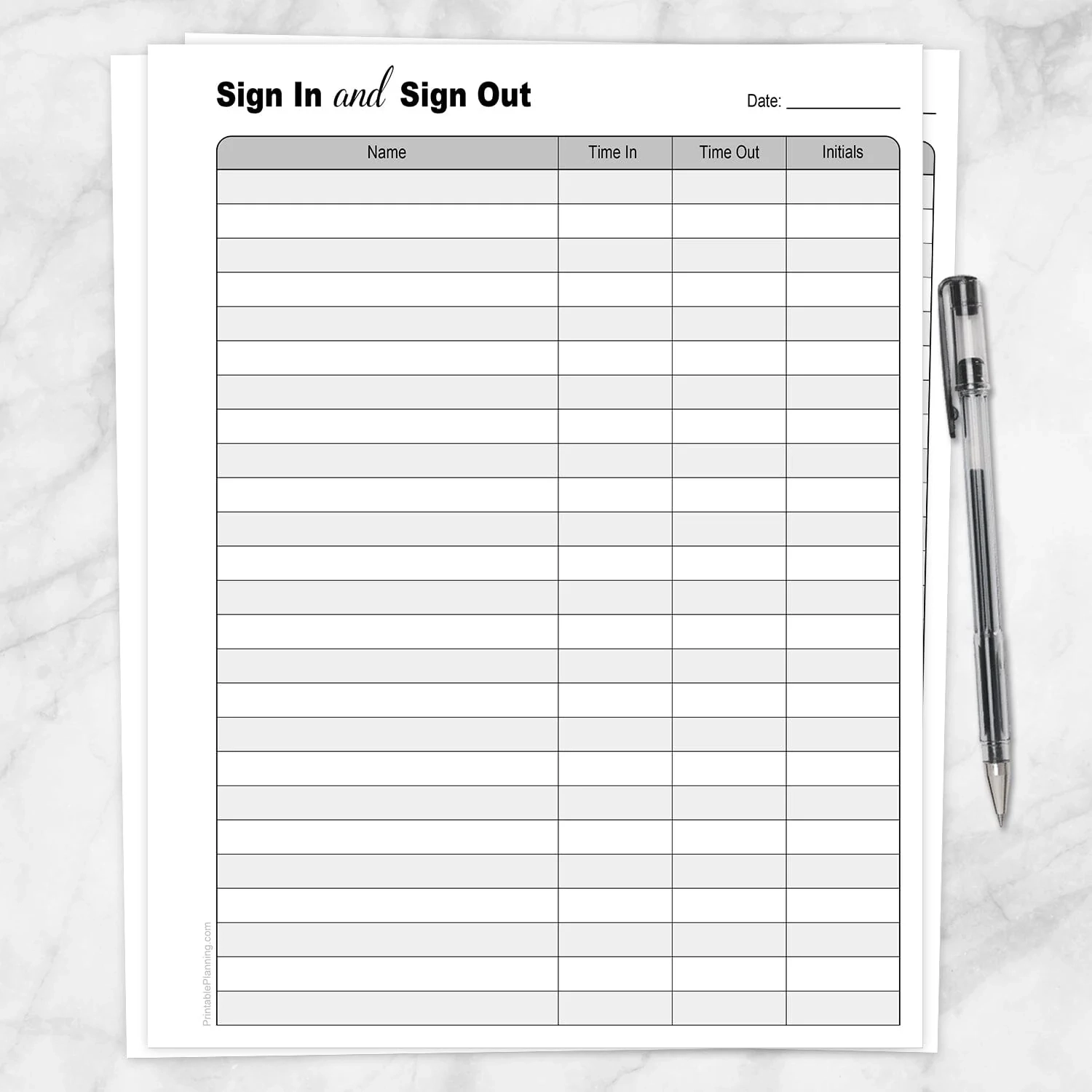 Sign In And Sign Out Sheet Printable Daily Log PDF Printable Planning