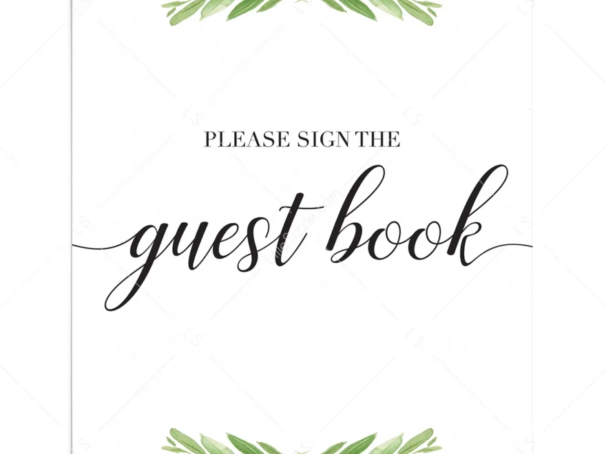 Sign The Guest Book Sign Printable Greenery Instant Download LittleSizzle