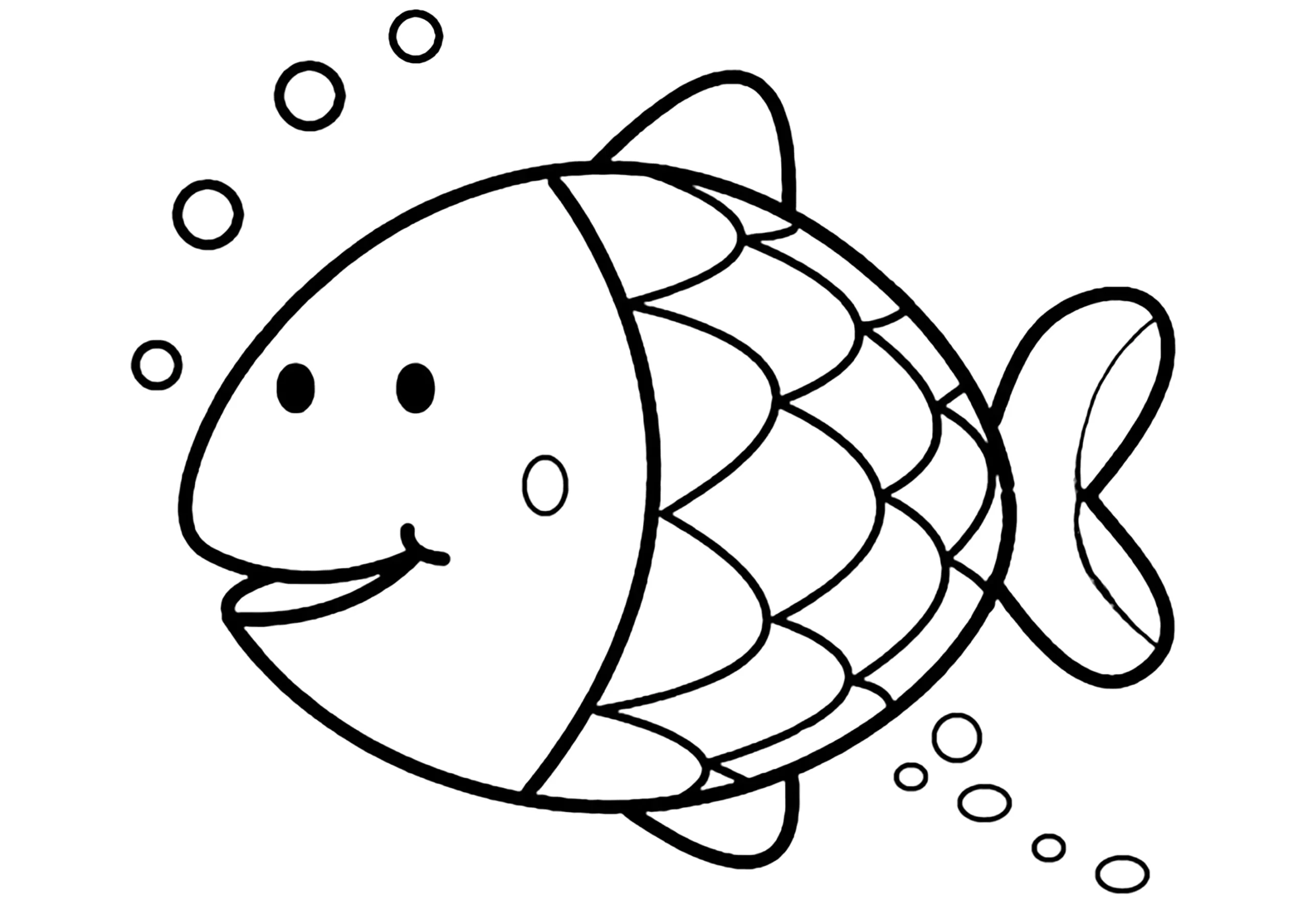Simple Fish With Small Bubbles Fish Coloring Pages