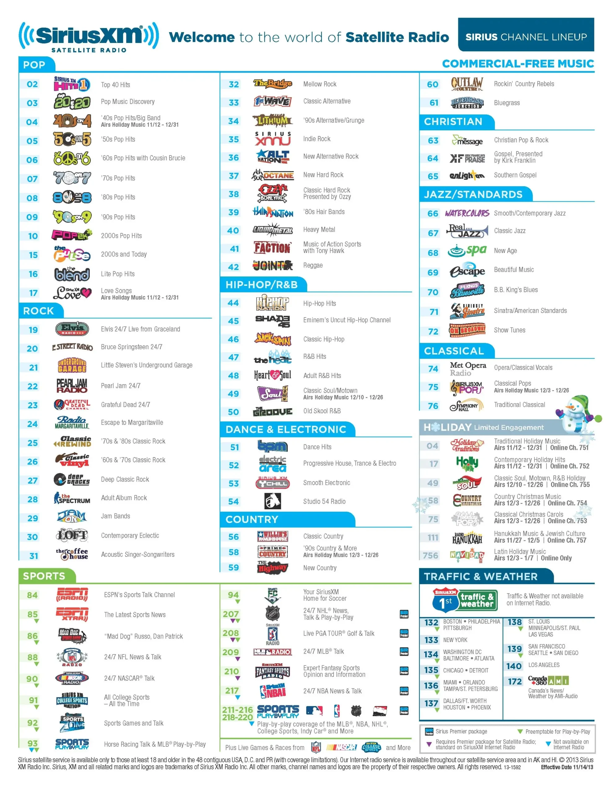 Sirius Satellite Radio Channel Guide Printable Printable Party Favors