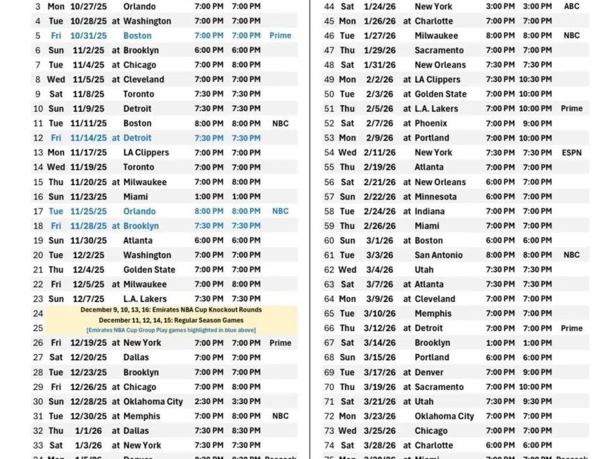 Sixers Full 2025 26 Regular Season Schedule Released Liberty Ballers