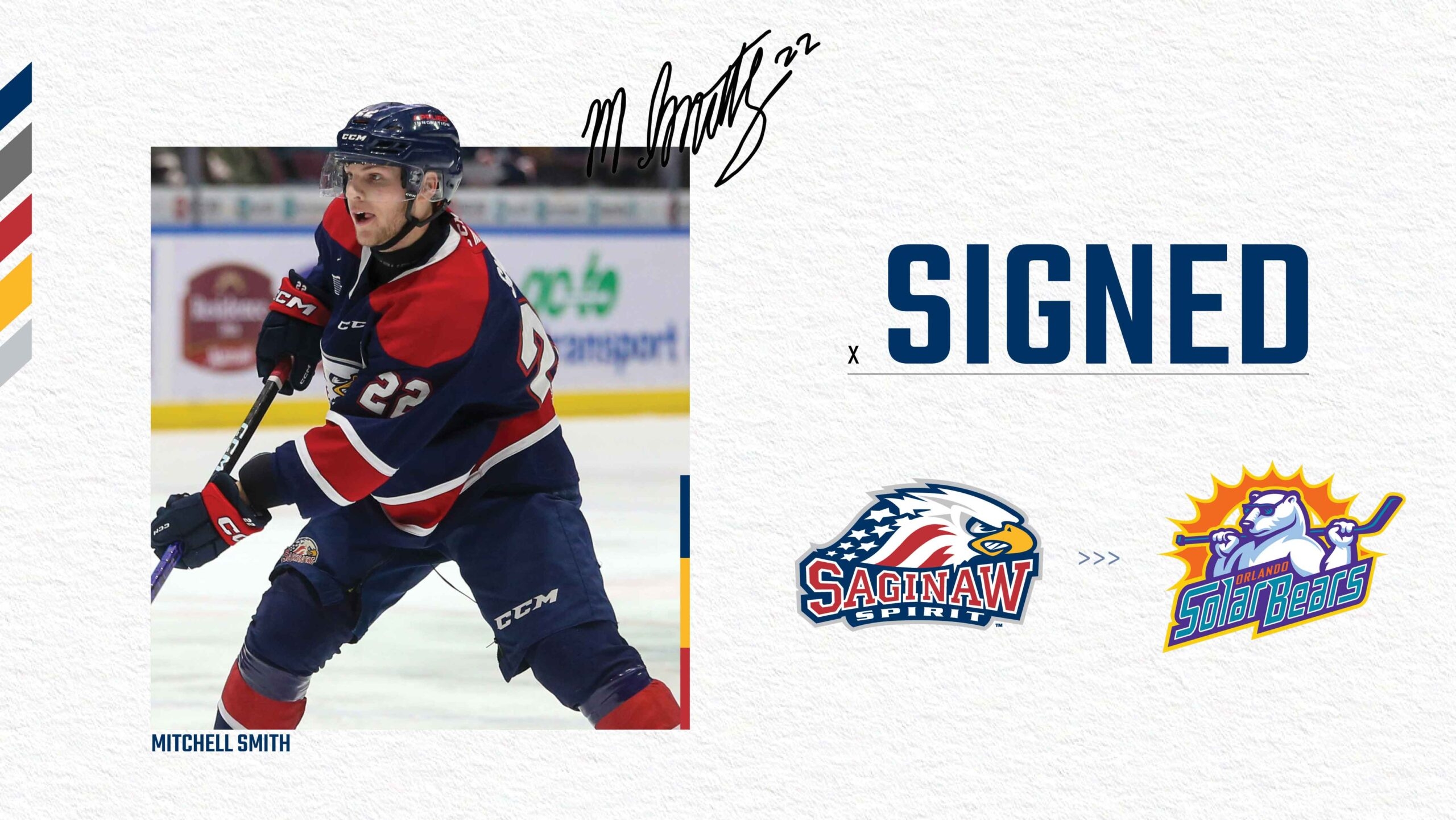 Smith Signs First Pro Contract With ECHL Orlando Saginaw Spirit