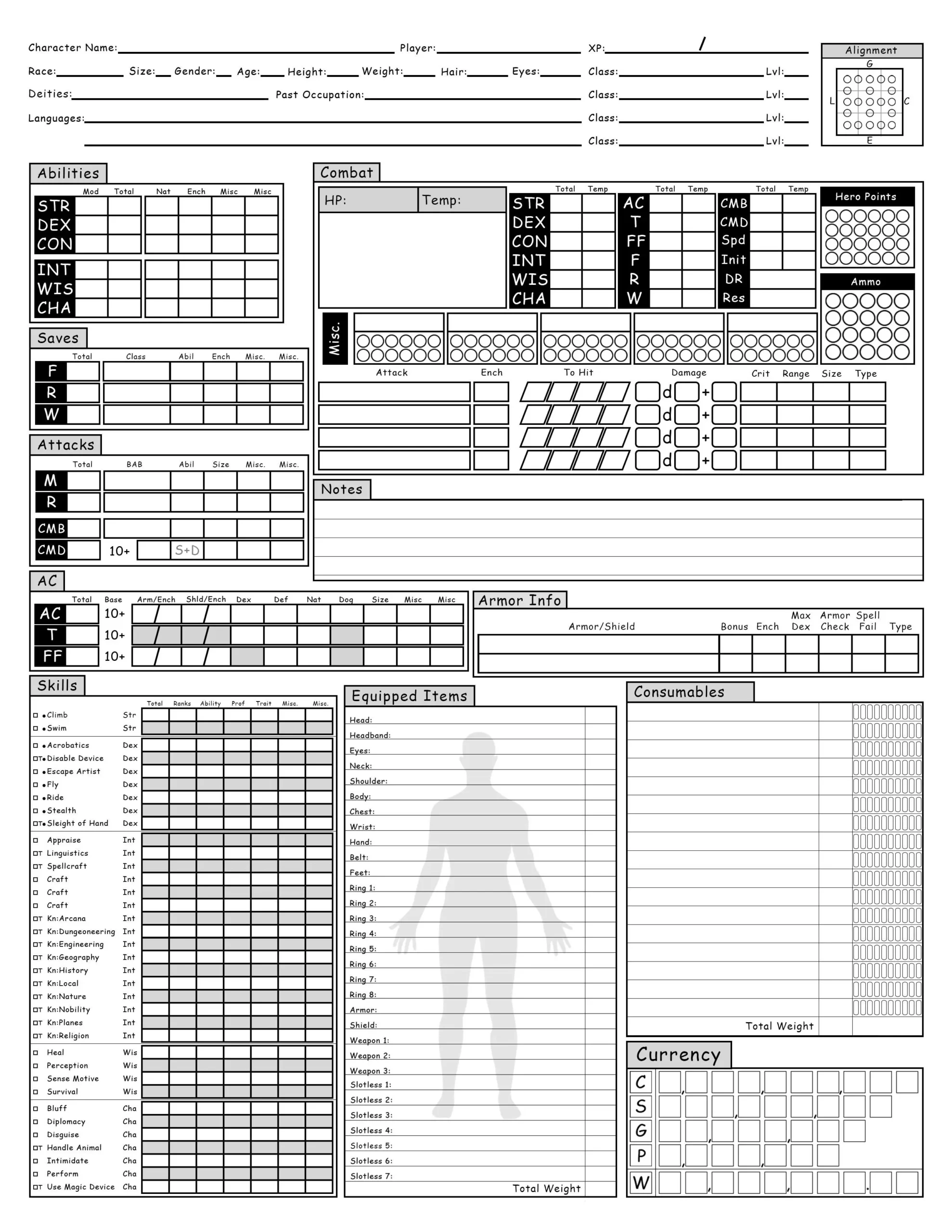 So I Decided To Finally Make My Own Character Sheet For Pathfinder R Pathfinder RPG