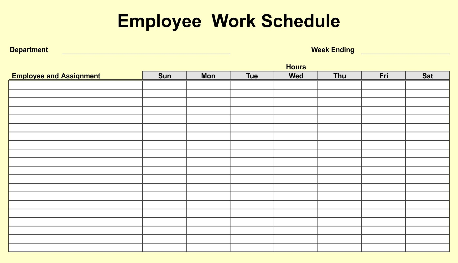 Blank Excel Sheet Printable