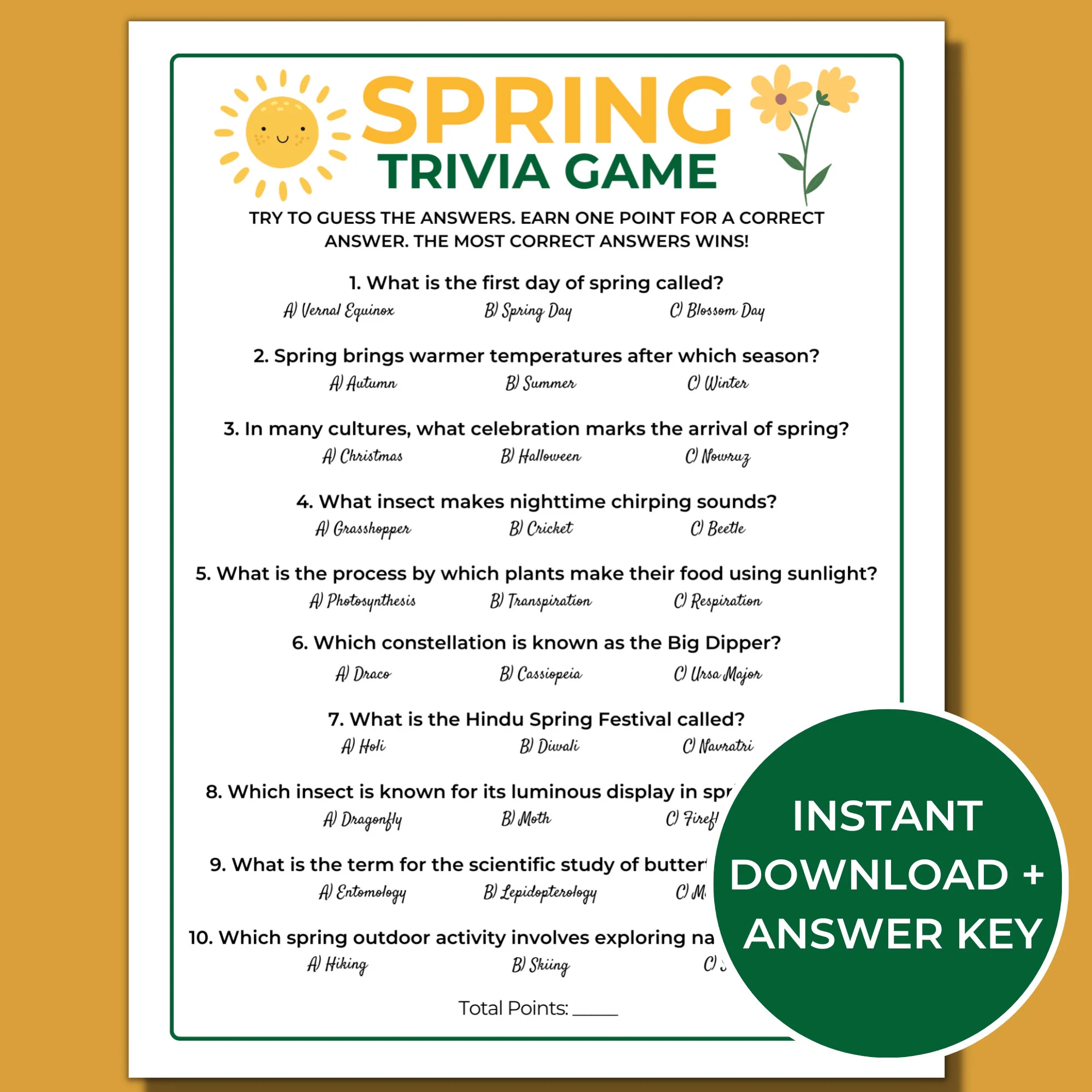 Free Printable Adult Spring Trivia
