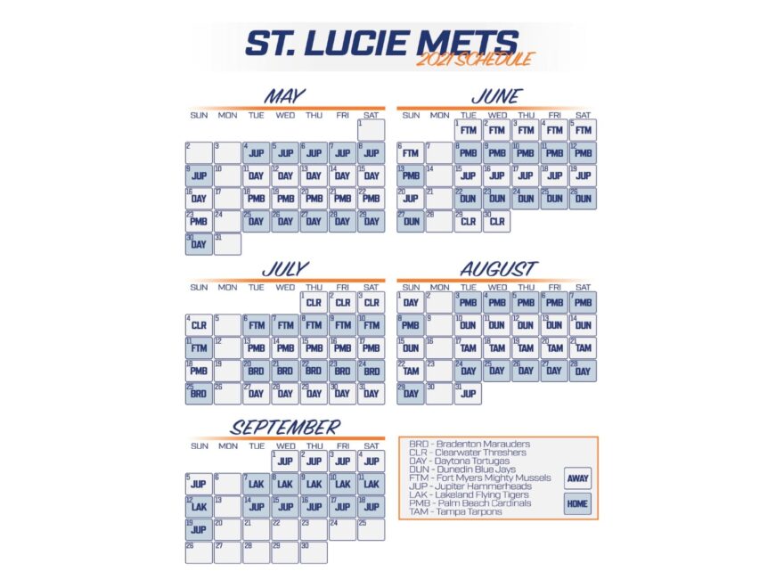 St Lucie Mets Announce 2021 Schedule Mets