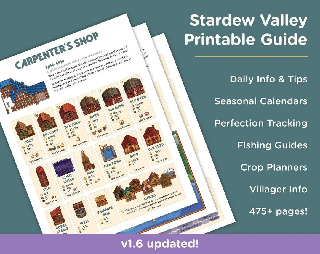 Building Guide Printable Stardew Valley
