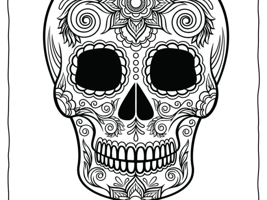 Sugar Skull Coloring Pages And Masks For D a De Muertos