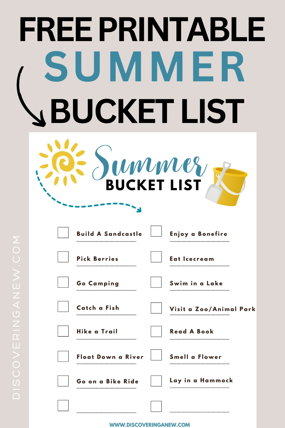 Summer Bucket List free Printable Discovering Anew Summer Bucket List free Printable Discovering Anew