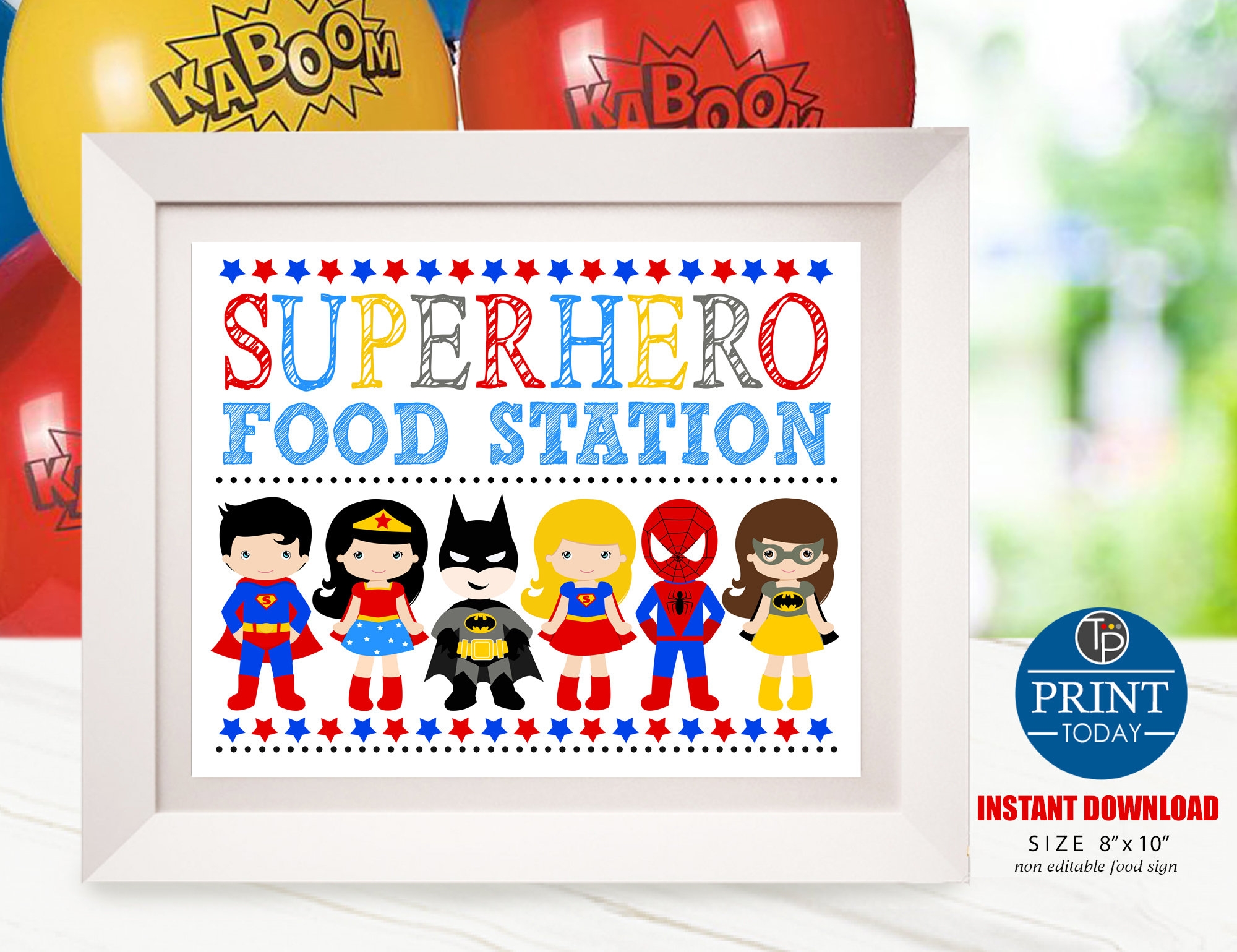 Superhero Food Station Sign Birthday Party Decor digital Download Etsy